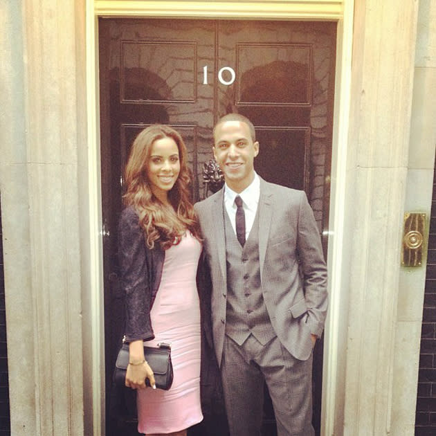 Celebrity photos: Rochelle Wiseman and Marvin Humes made a trip to 10 Downing Street this week, as they supported the children’s charity, Rays of Sunshine. She tweeted this image of the pair with the caption: “Knock Knock who’s there?!” [sic]