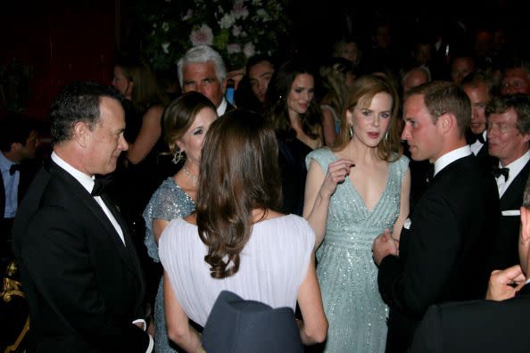 <p>The duchess speaks to Tom Hanks and Rita Wilson while Prince William chats to Nicole Kidman in 2011.</p>