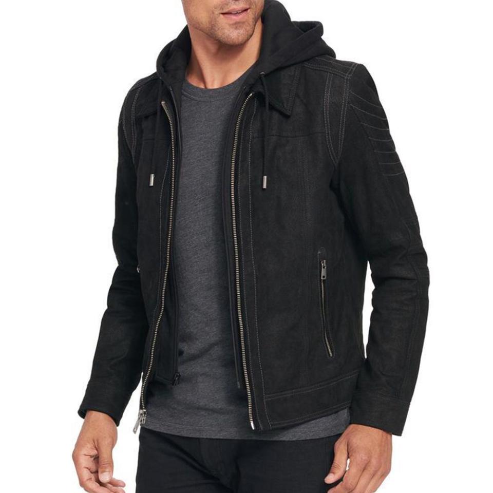 4) Wilsons Men's Leather Vintage Hooded Jacket