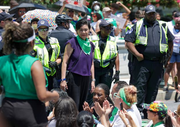 U.S. Rep. Judy Chu (D-Calif.) is detained by U.S. Capitol Police for participating in a protest outside the U.S. Supreme Court on the last day of their term on June 30, 2022 in Washington, DC. (Photo: Kevin Dietsch via Getty Images)