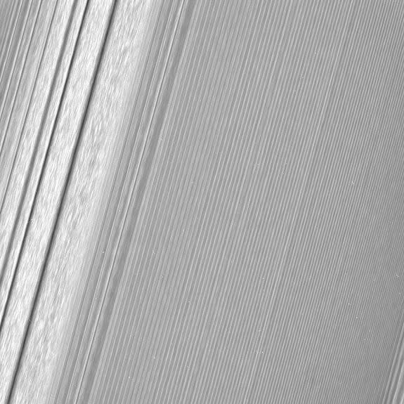 An up-close view of Saturn's rings.