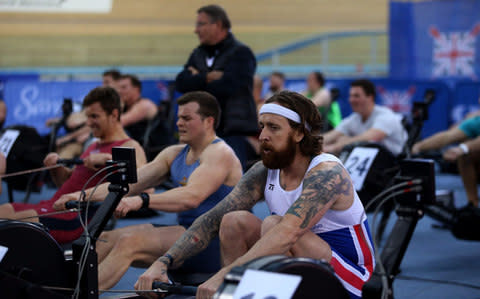 Bradley Wiggins during the Open Men 2km Ht4 (2000m) during the British Indoor Rowing Championships at Lee Valley Velopark, London - Credit:  Steven Paston/ PA