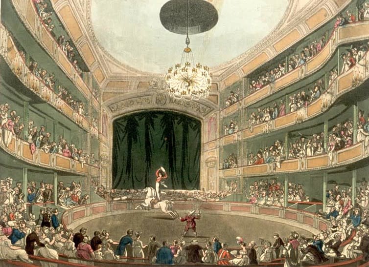 <span class="caption">Astley’s Amphitheatre in London, 1808-11.</span> <span class="attribution"><span class="source">Wikimedia Commons</span></span>