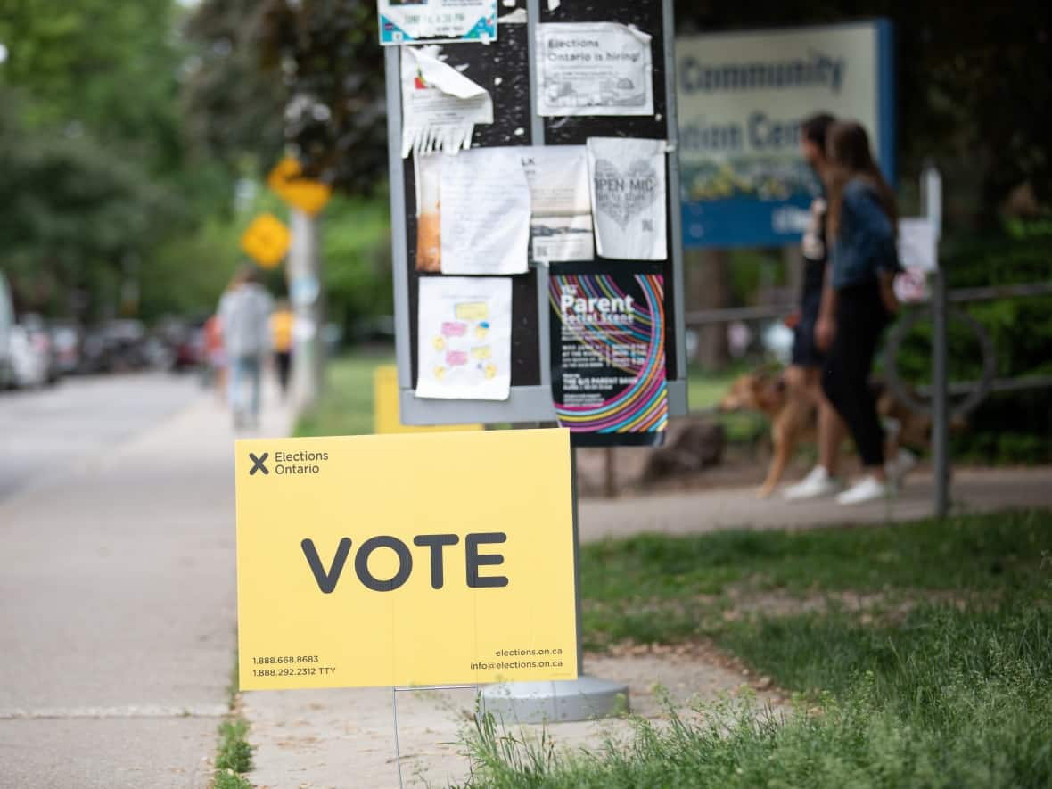 A new report from Elections Ontario says opinion polling likely contributed to the record-low turnout in the 2022 provincial election. The chief electoral officer is urging a change to the law so that no political polling results could be published during the final two weeks of future campaigns. (Esteban Cuevas/CBC - image credit)