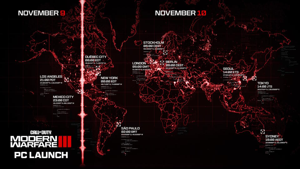 Call of Duty: Modern Warfare 3 launch time map