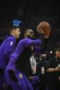 Jan 31, 2019; Los Angeles, CA, USA; Los Angeles Lakers forward LeBron James (23) warms-up before the game against the LA Clippers at Staples Center. Mandatory Credit: Richard Mackson-USA TODAY Sports