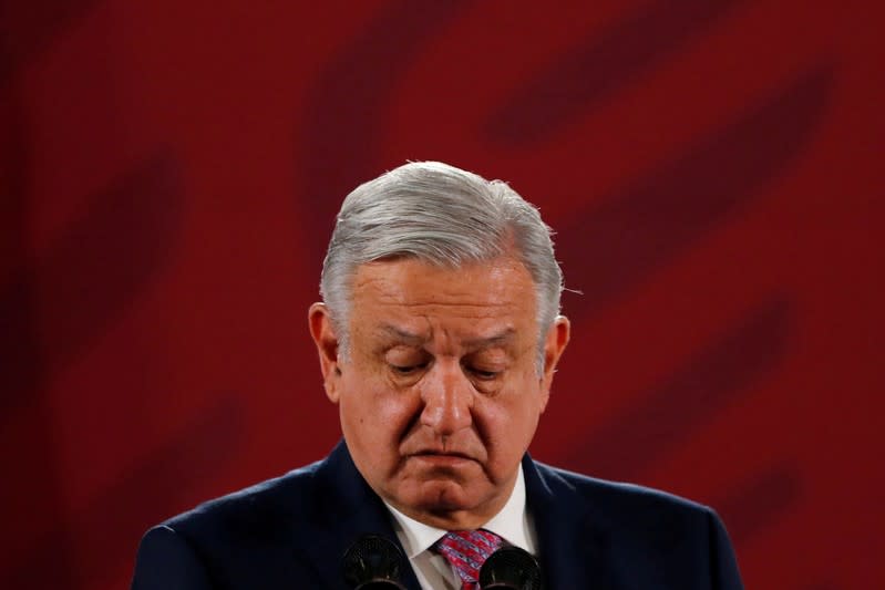 FILE PHOTO: Mexico's President Andres Manuel Lopez Obrador gestures during his daily news conference at National Palace in Mexico City