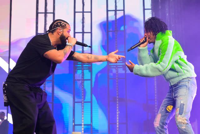 Prince Williams/Wireimage Drake and 21 Savage perform onstage during "Lil Baby & Friends Birthday Celebration Concert" at State Farm Arena in December 2022 in Atlanta