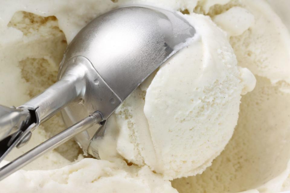 close up of ice cream in bowl on table,romania