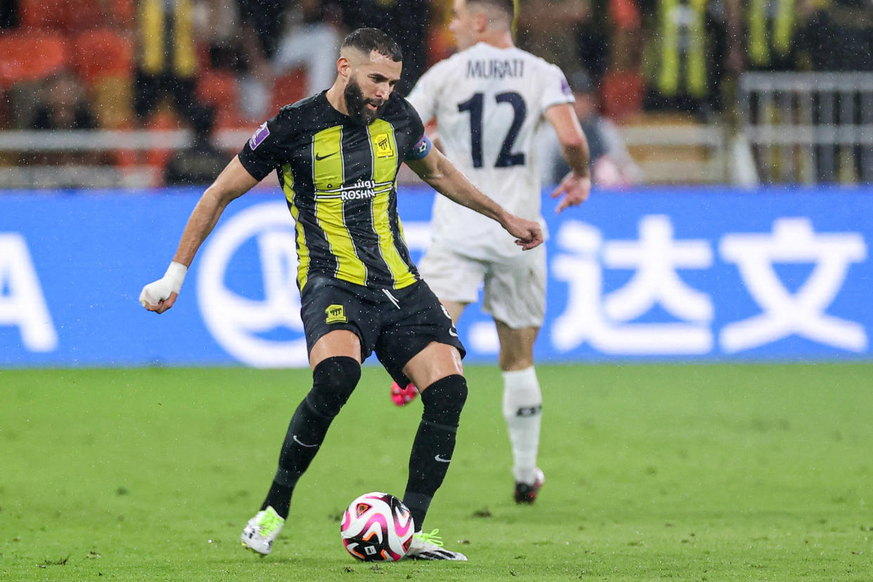 Karim Benzema, ici lors du premier tour de la Coupe du monde des clubs de la FIFA pendant le match Al-Ittihad - Auckland City, à Djeddah en Arabie saoudite, le 12 décembre 2023.