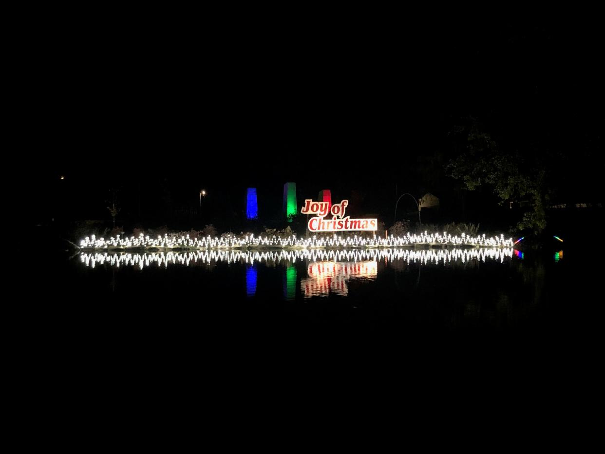 The 'Joy of Christmas' sign is part of the annual drive-thru light display at Harvey S. Firestone Recreational Park in Columbiana. The 2023 program kicks off Nov. 17.