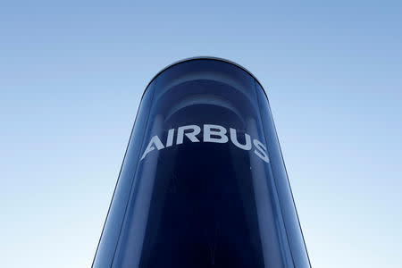 FILE PHOTO: The Airbus logo is pictured at Airbus headquarters in Blagnac near Toulouse, France, March 20, 2019. REUTERS/Regis Duvignau