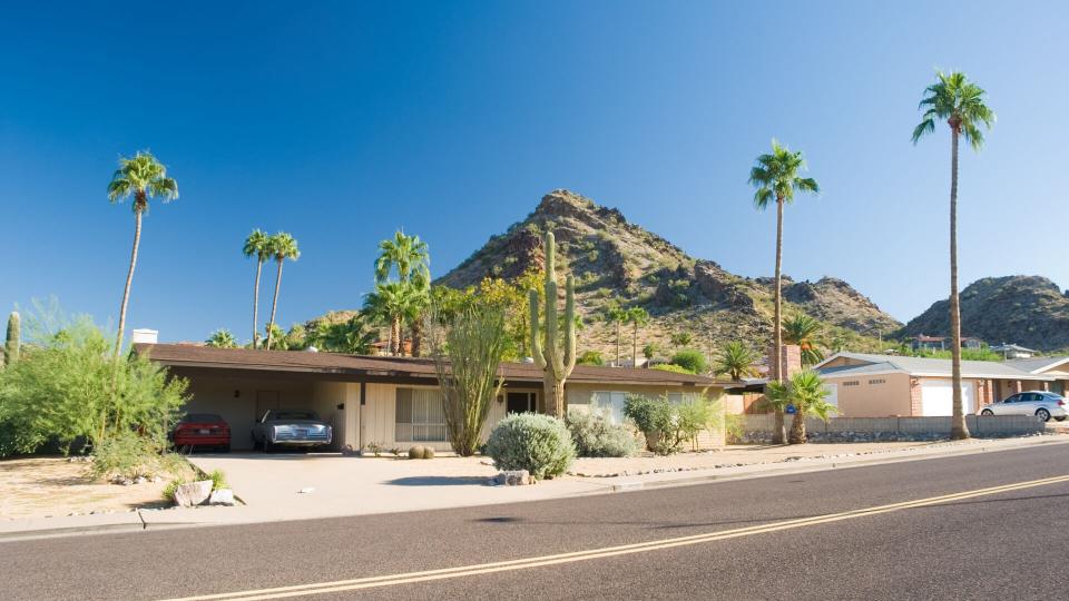 A house in a residential neighborhood of Phoenix near Squaw Peak.