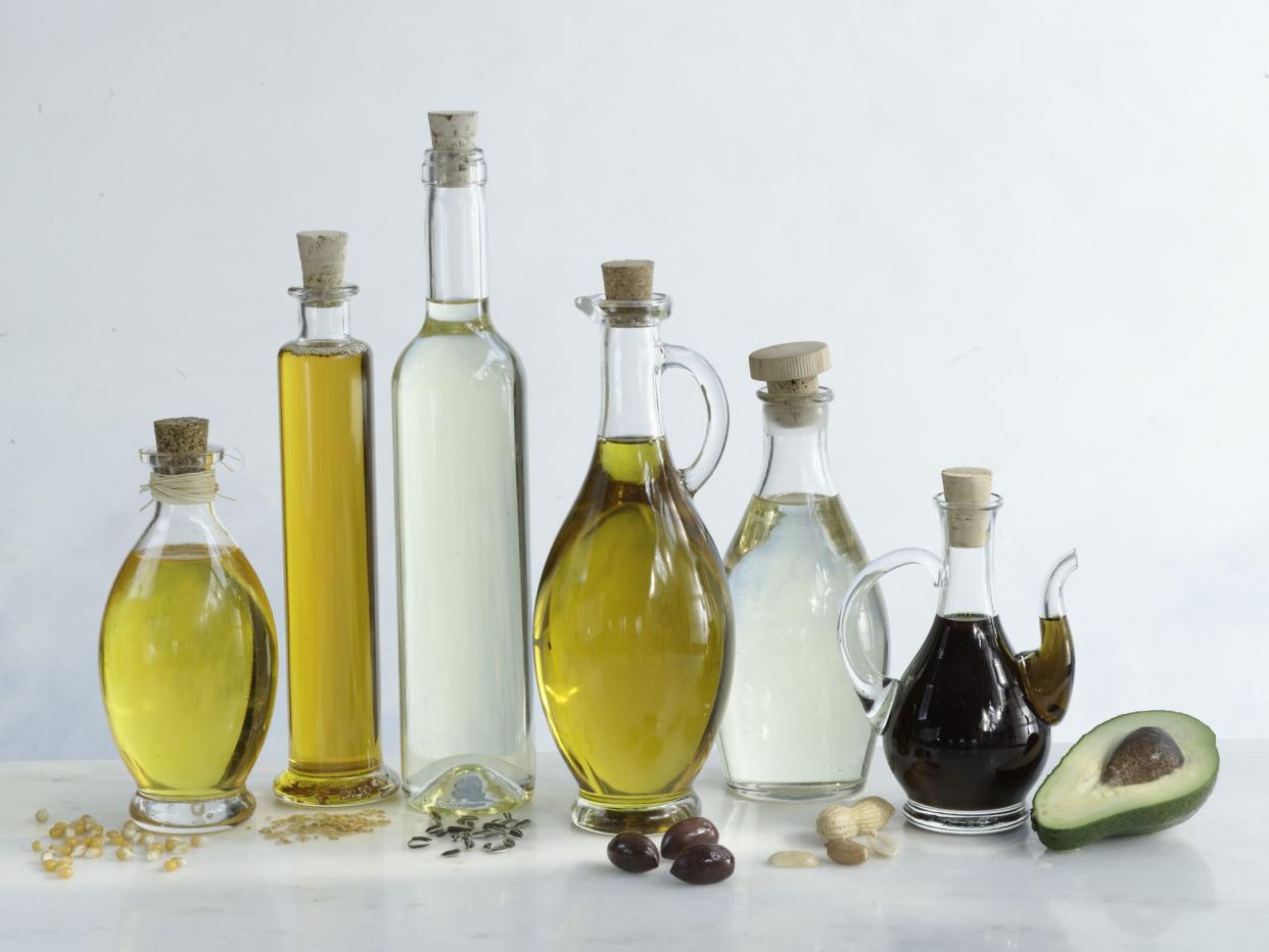 Various oils in bottles