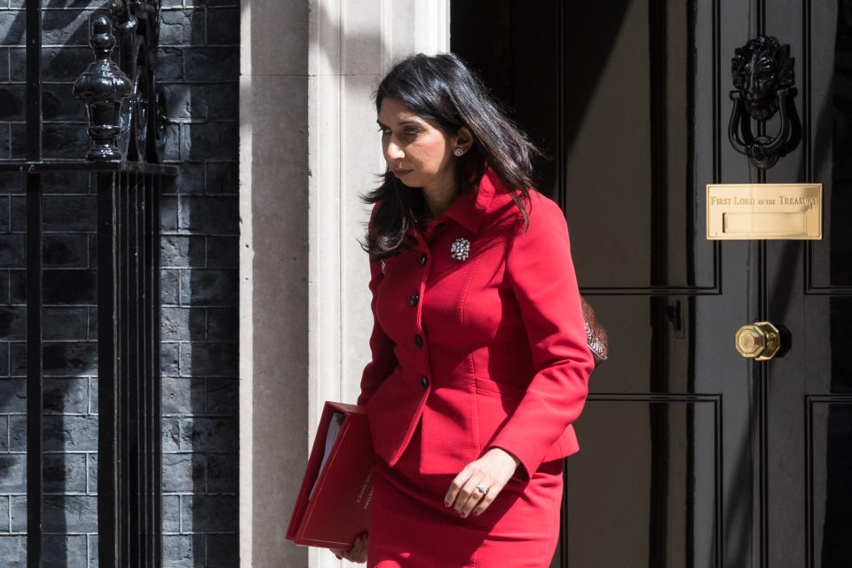 Secretary of State for the Home Department Suella Braverman leaves 10 Downing Street after attending the final weekly Cabinet meeting before the Summer recess in London, United Kingdom on July 18, 2023. (Photo credit should read Wiktor Szymanowicz/Future Publishing via Getty Images)