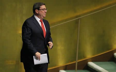 Cuban Foreign Minister Eduardo Rodriguez Parrilla prepares to address the 72nd United Nations General Assembly at U.N. headquarters in New York, U.S., September 22, 2017. REUTERS/Lucas Jackson