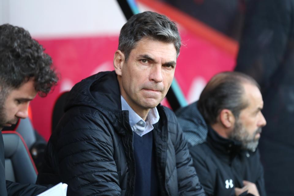 Southampton manager Mauricio Pellegino looks on