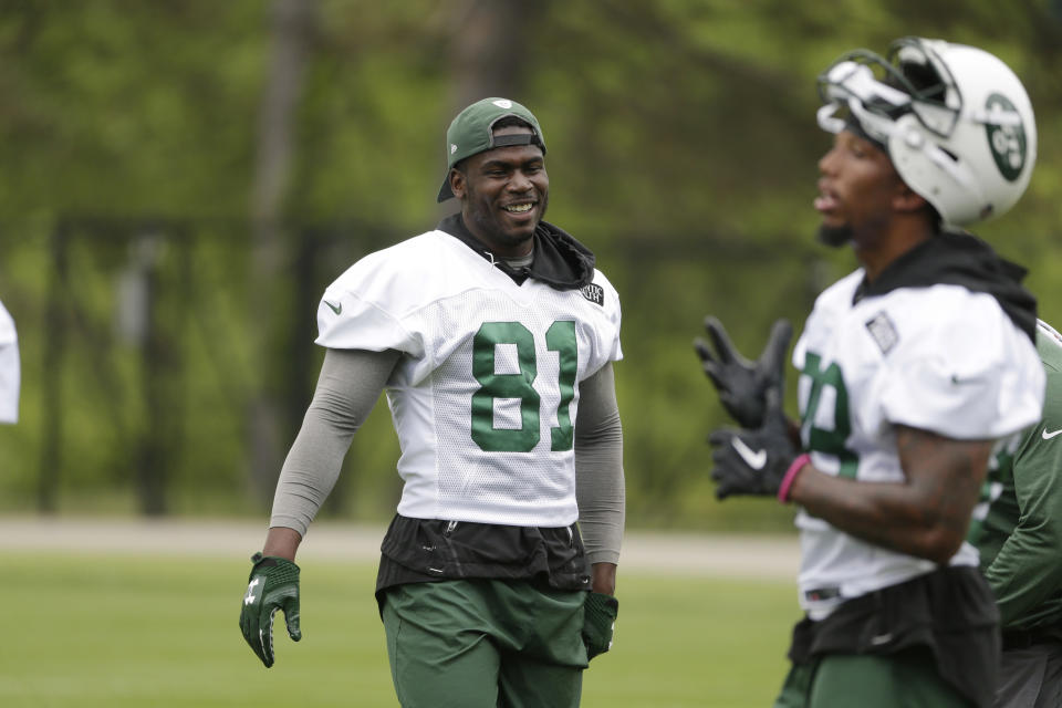 Quincy Enunwa has reason to smile, now that he’s back in the game. (AP Photo/Seth Wenig)