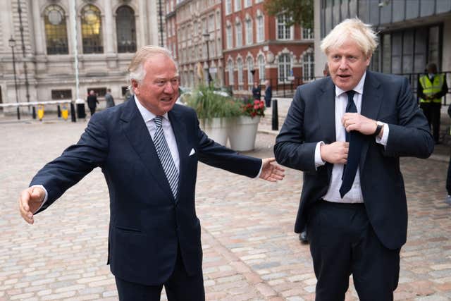 Boris Johnson with Lord Bamford