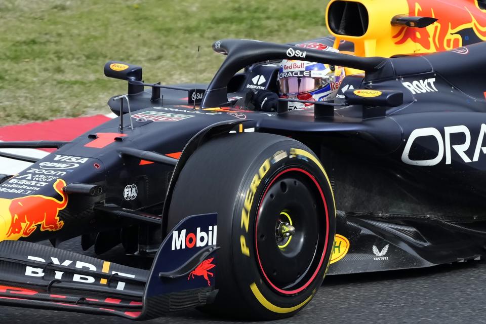 Red Bull driver Max Verstappen of the Netherlands steers his car during the Japanese Formula One Grand Prix at the Suzuka Circuit in Suzuka, central Japan, Sunday, April 7, 2024. (AP Photo/Hiro Komae)