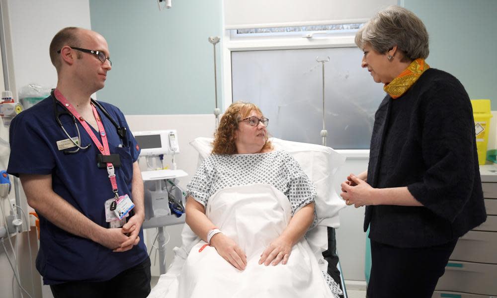 The prime minister at Frimley Park hospital, Surrey, in January.