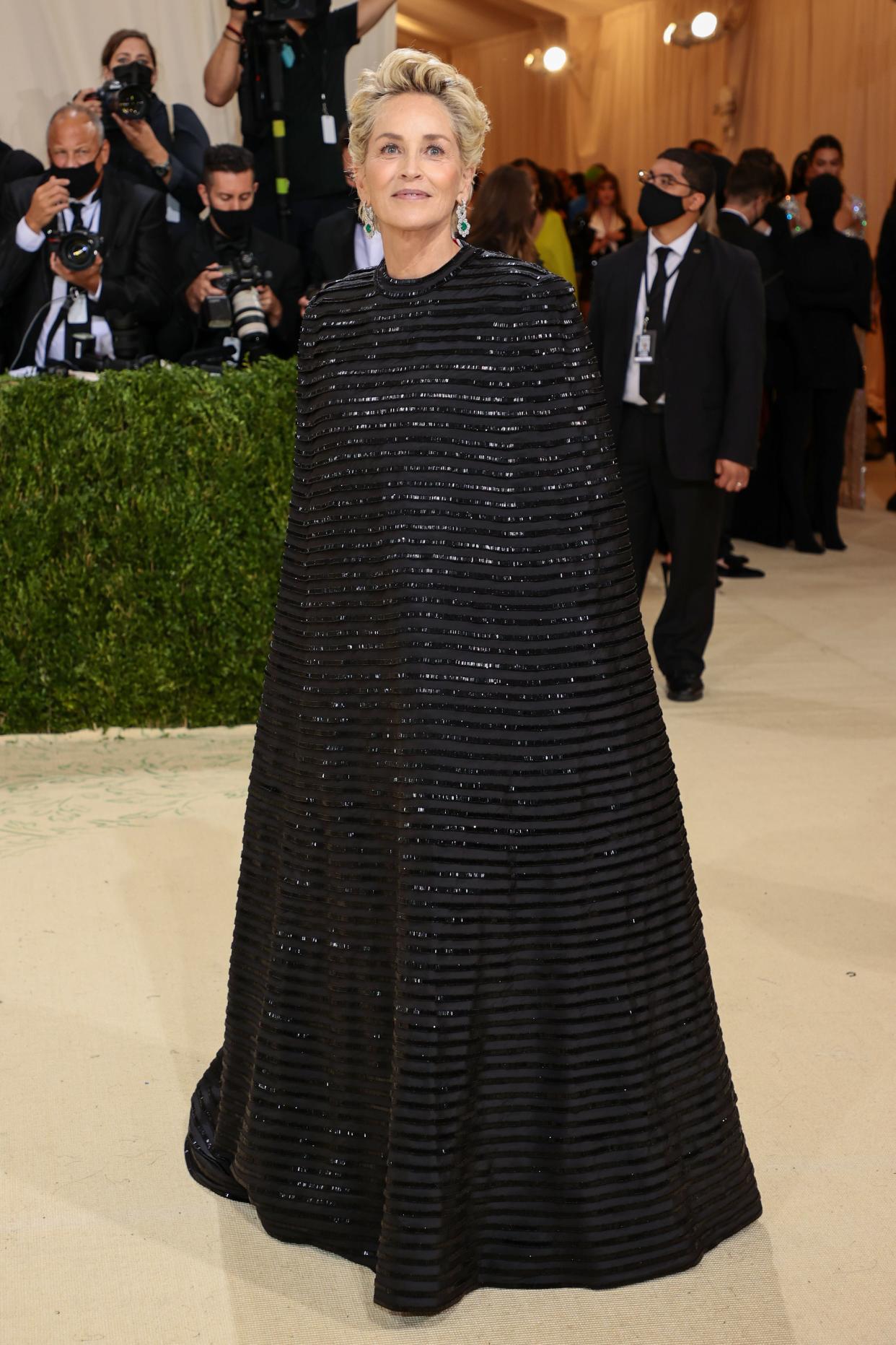 Sharon Stone attends The 2021 Met Gala Celebrating In America: A Lexicon Of Fashion at Metropolitan Museum of Art on Sept. 13, 2021 in New York.