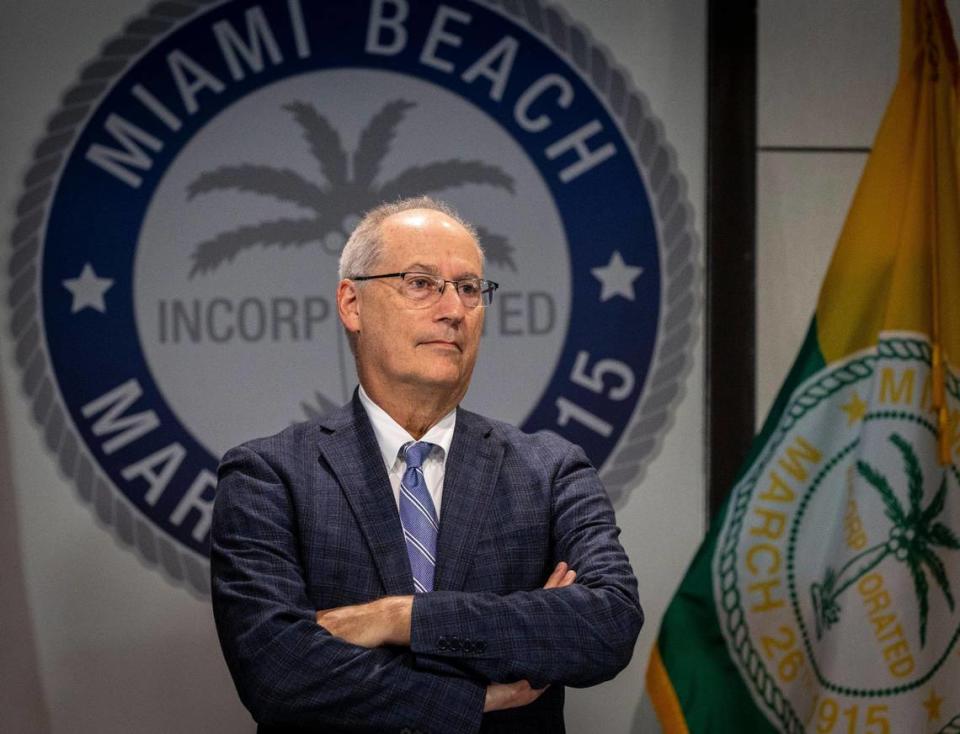 Miami Beach Mayor Dan Gelber attends the swearing-in ceremony for his successor, Steven Meiner, at the Miami Beach Convention Center on Nov. 28, 2023.