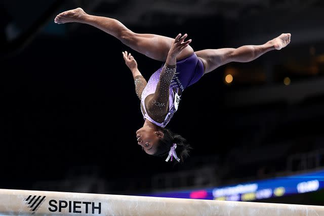 <p>Ezra Shaw/Getty</p> Simone Biles at the U.S. Gymnastics Championships