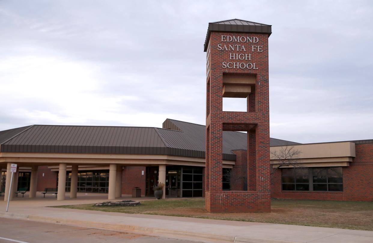 Edmond Santa Fe High School is pictured in Edmond, Okla., Tuesday, Feb.21, 2023. 