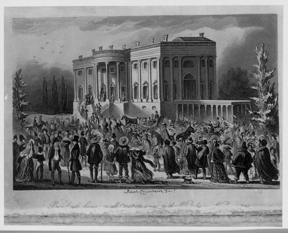 <p>President Andrew Jackson welcomed supporters to the White House for his inaugural ball in 1829. However, some of the group soon grew rowdy. As a result, it became customary for the <a href="https://www.smithsonianmag.com/smithsonian-institution/when-was-first-inaugural-ball-180961863/" rel="nofollow noopener" target="_blank" data-ylk="slk:inaugural ball to be held at other venues;elm:context_link;itc:0;sec:content-canvas" class="link ">inaugural ball to be held at other venues</a>. </p>