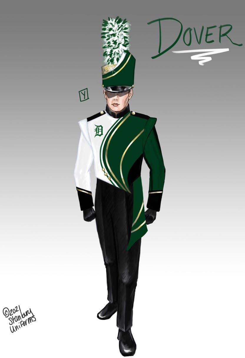 A sketch of the new Dover Marching Band uniforms.