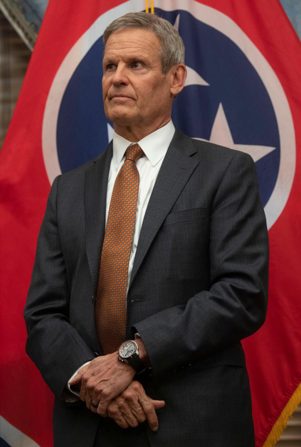 Gov. Bill Lee, seen here during a press conference at the adjournment of the 113th Tennessee General Assembly at the Tennessee State Capitol in Nashville April 25, signed a bill designating 10 official state books, including the Papers of President Andrew Jackson.