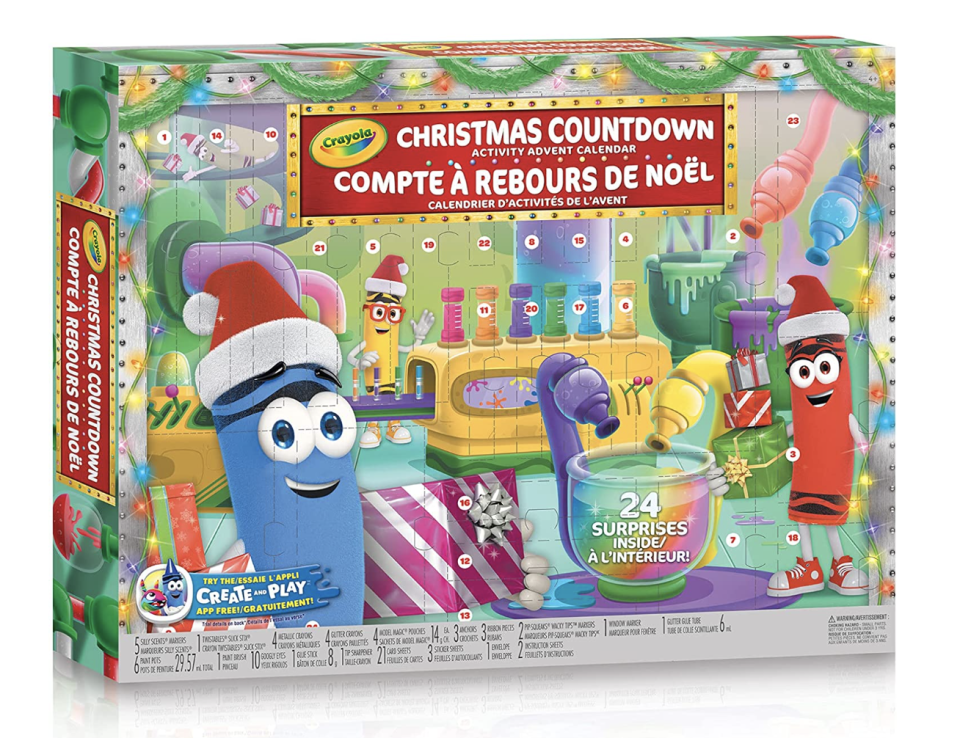 Crayola Christmas Countdown Activity Advent Calendar with crayon people on box (Photo via Amazon)