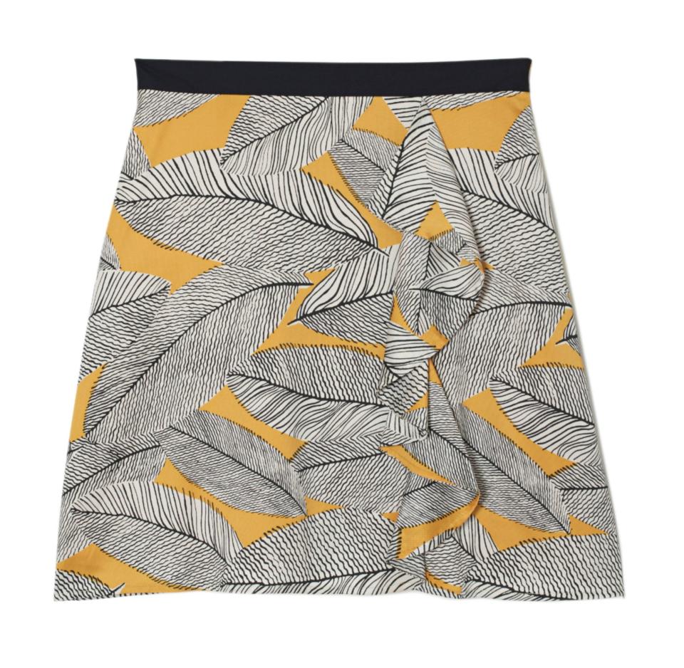 Tropical Print Ruffle Front Mini Skirt