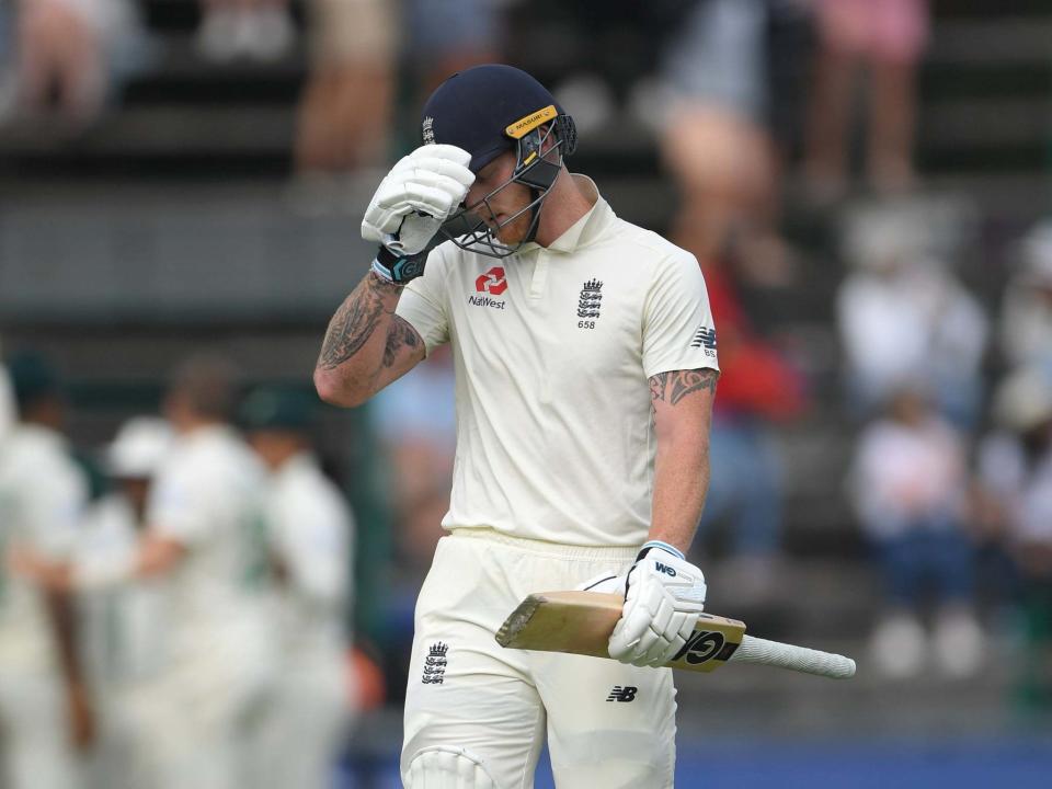 Ben Stokes reacts to his dismissal on day one of the fourth Test: Getty
