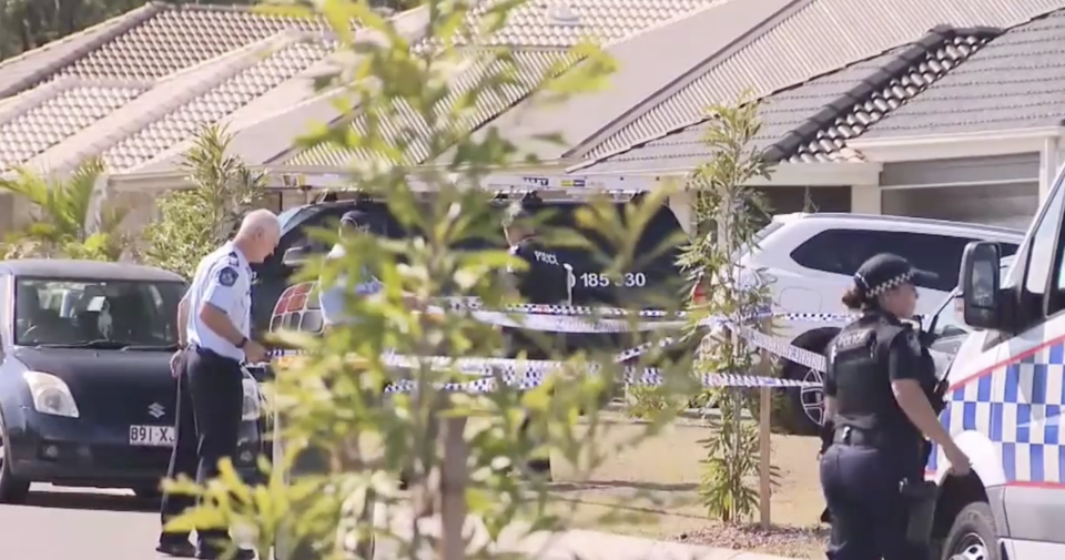 Detectives outside the Gleneagle home. Source: Nine News