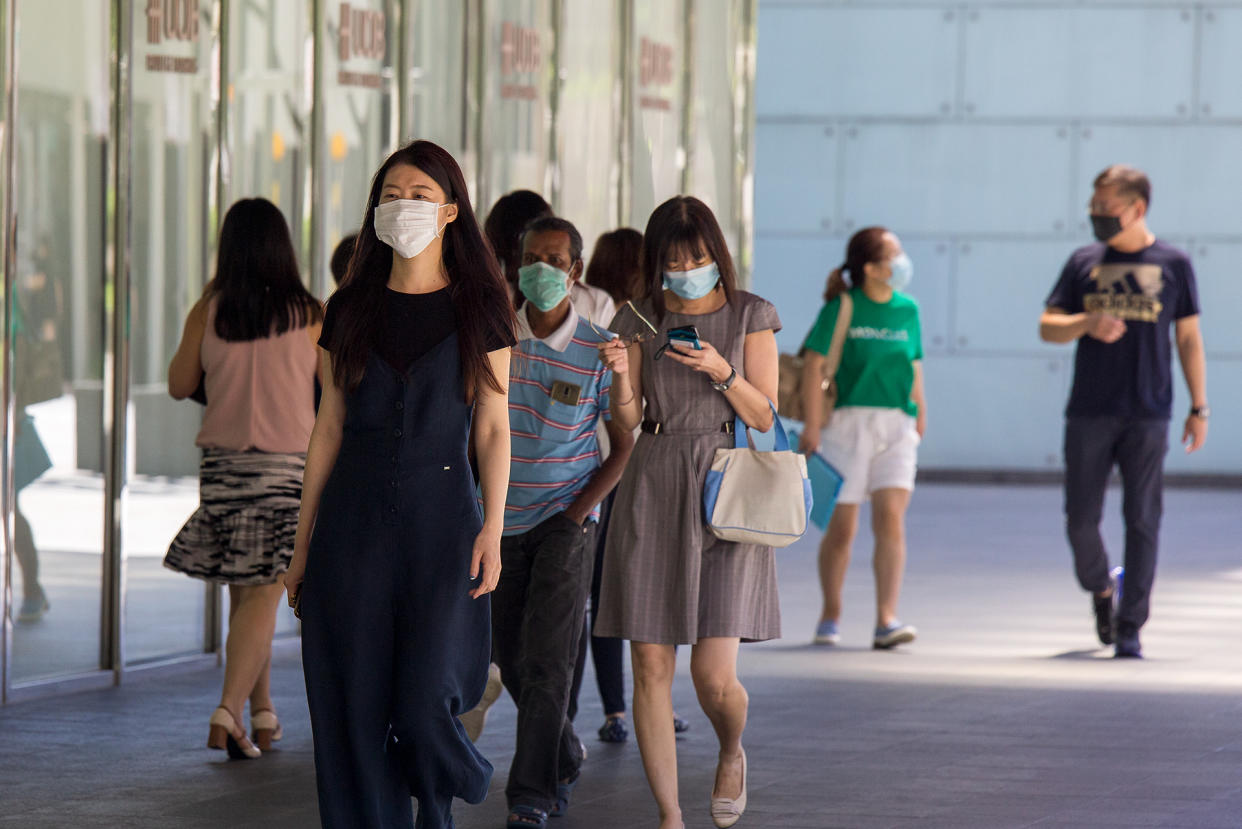 Office workers seen during lunch hour in Singapore’s central business district on 2 June 2020. (PHOTO: Dhany Osman / Yahoo News Singapore)