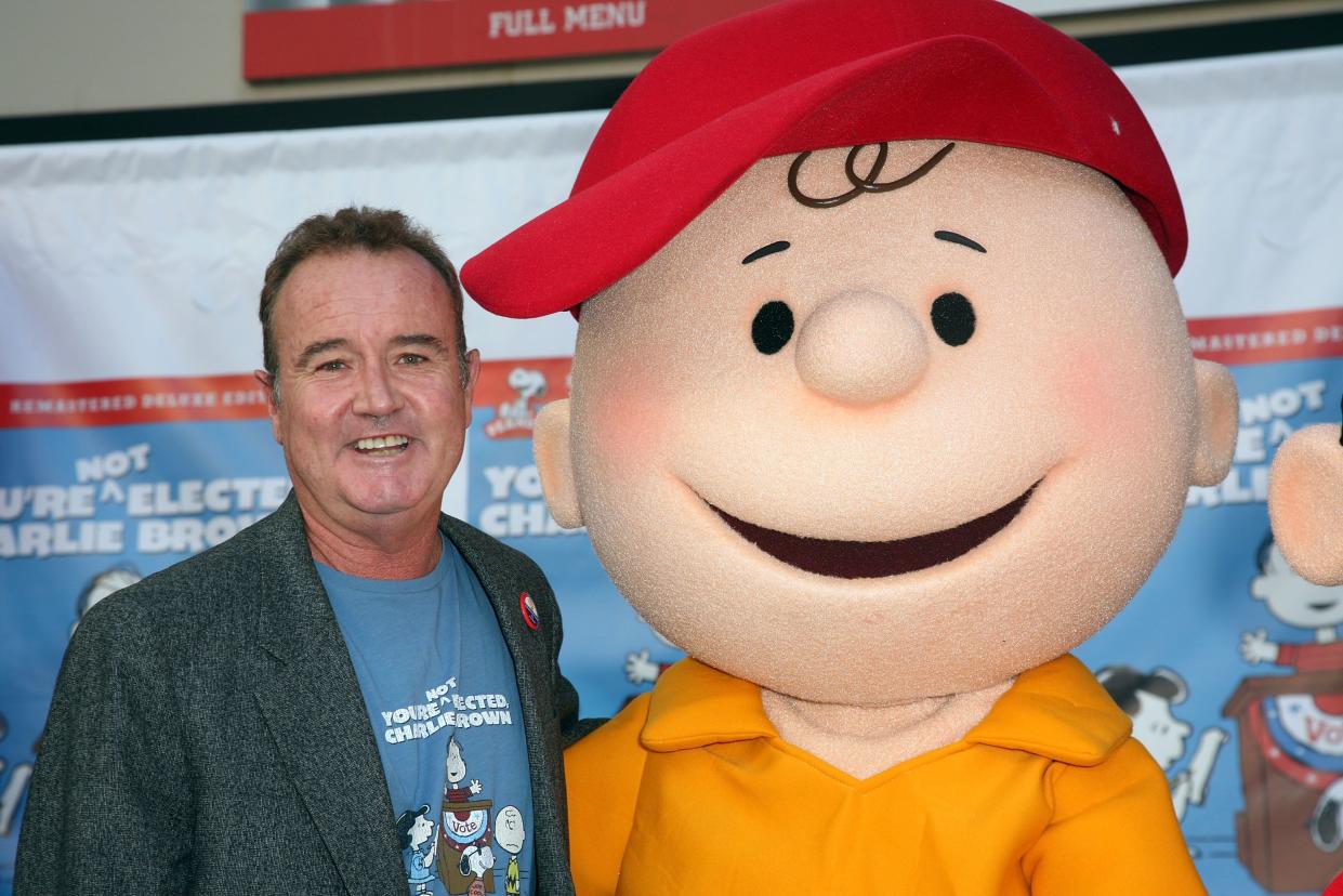 Voice actor Peter Robbins and Charlie Brown attend Warner Home Video's DVD Release of "You're Not Elected, Charlie Brown" October 7, 2008 in Hollywood, California.