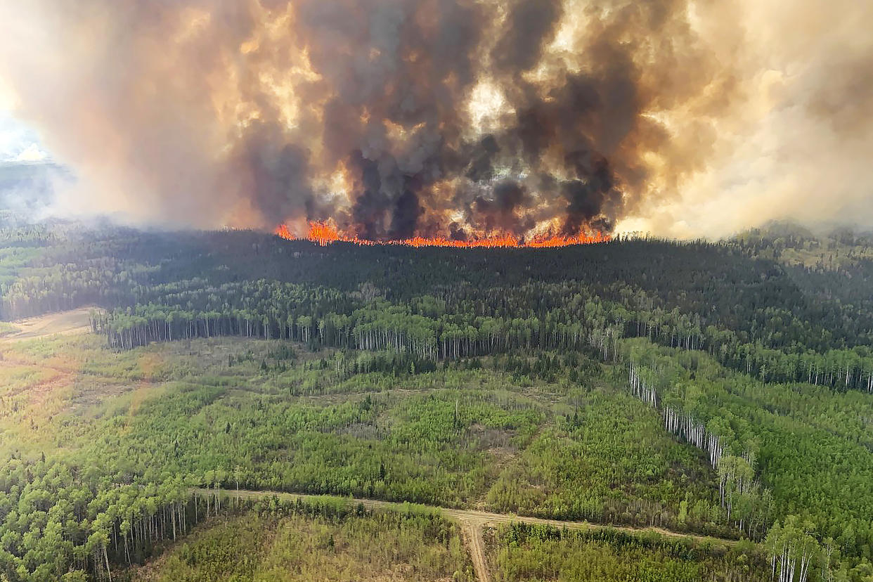 The Bald Mountain Wildfire burns in the Grande Prairie Forest Area on Friday, May 12, 2023 this handout image provided by the Government of Alberta. (Government of Alberta Fire Service/Canadian Press via AP)