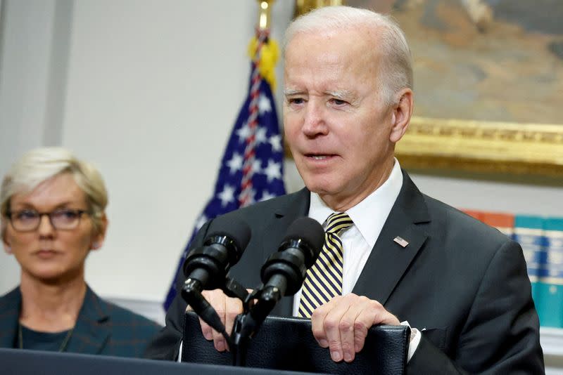 FILE PHOTO: U.S. President Biden delivers remarks on the national Strategic Petroleum Reserve at the White House in Washington