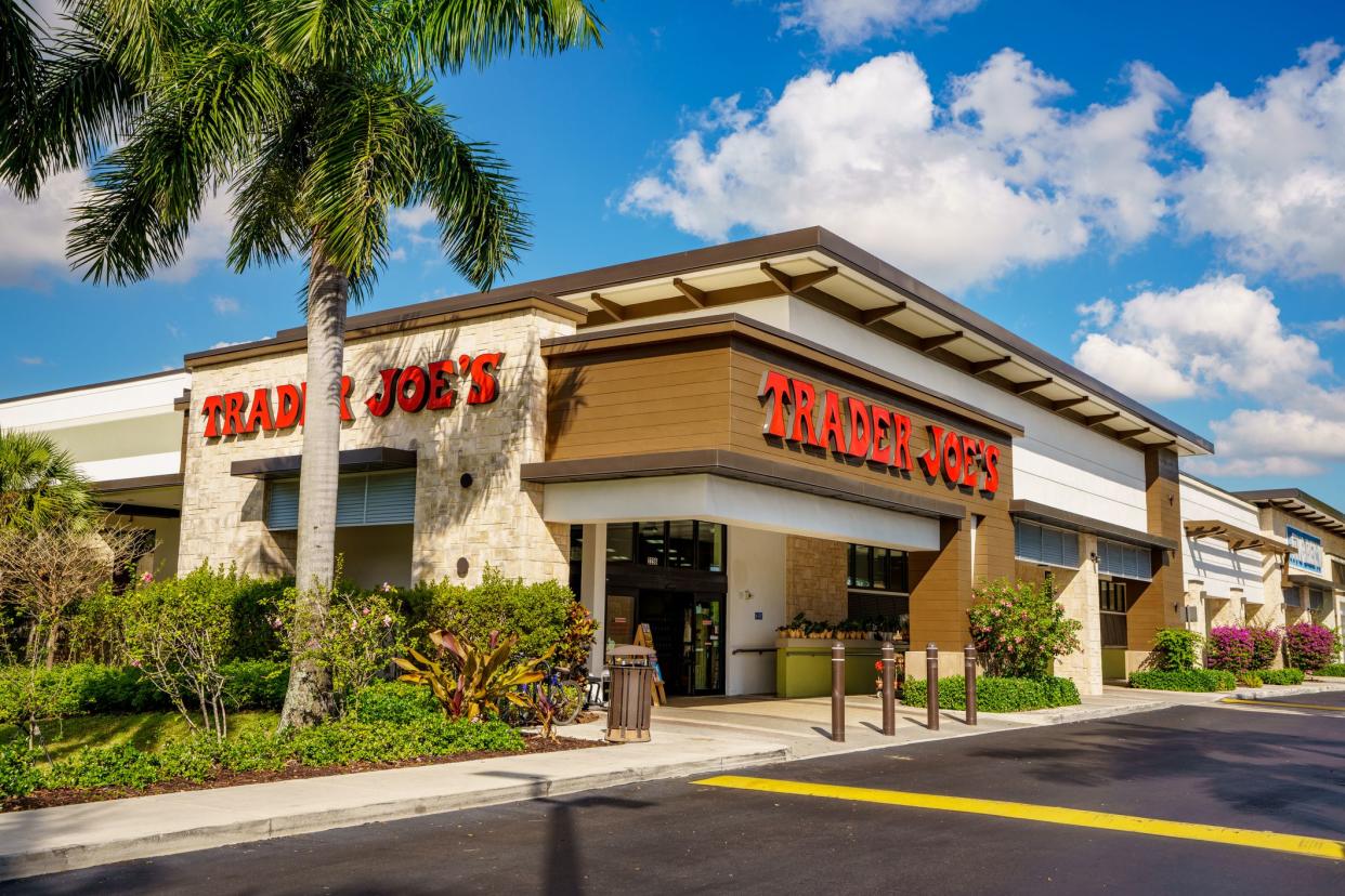 Davie, FL, USA - January 12, 2023: Photo of Trader Joes at Tower Shops outdoor mall Davie Florida