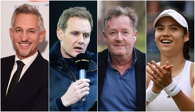 Gary Lineker, Dan Walker, Piers Morgan and Emma Raducanu (Photo: Getty)