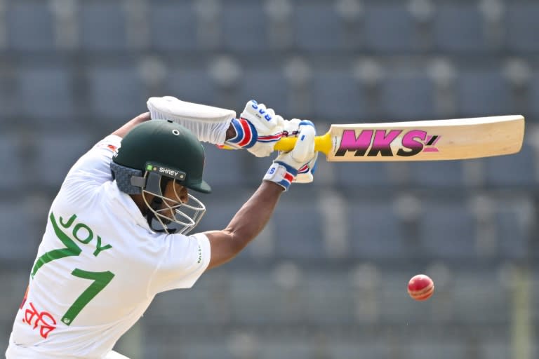 Bangladesh's Mahmudul Hasan plays a shot during the second day of the first Test against Sri Lanka (MUNIR UZ ZAMAN)