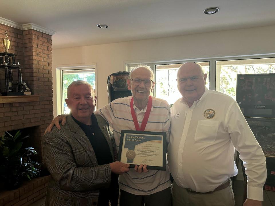 Tom Rice, Dr. Gerald Hollingsworth and State Rep. Patt Maney had a Sunday conversation about life experiences, the military and personal stories during a meeting between the close friends.