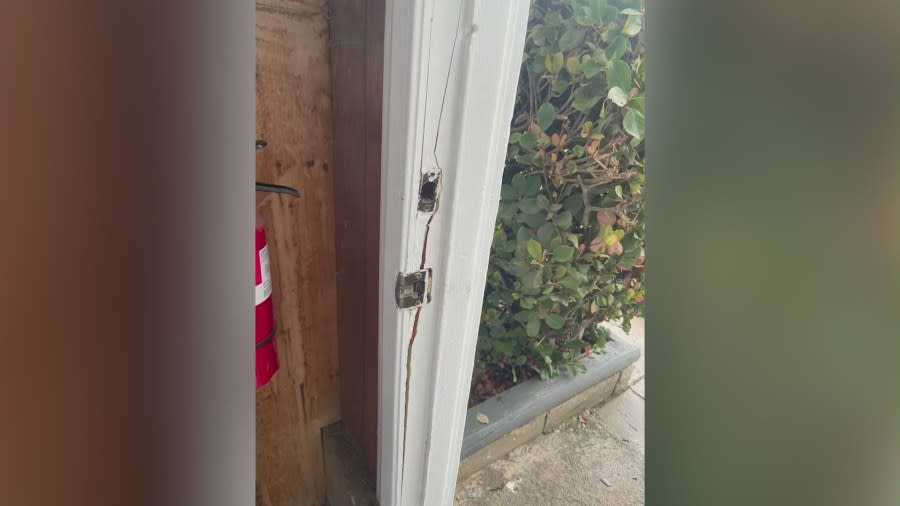 Thieves shattered the glass back door of a Redlands home after the homeowner left.