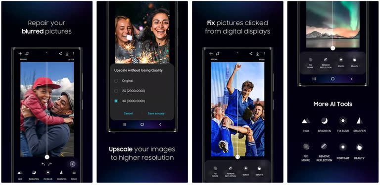 Así son algunas de las funciones que tiene la nueva app de corrección fotográfica de Samsung