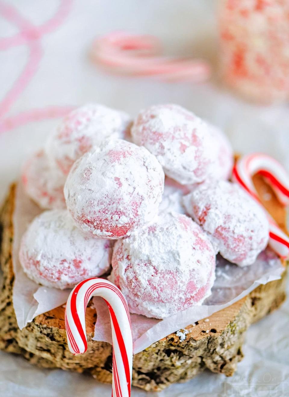 Peppermint Snowball Cookies