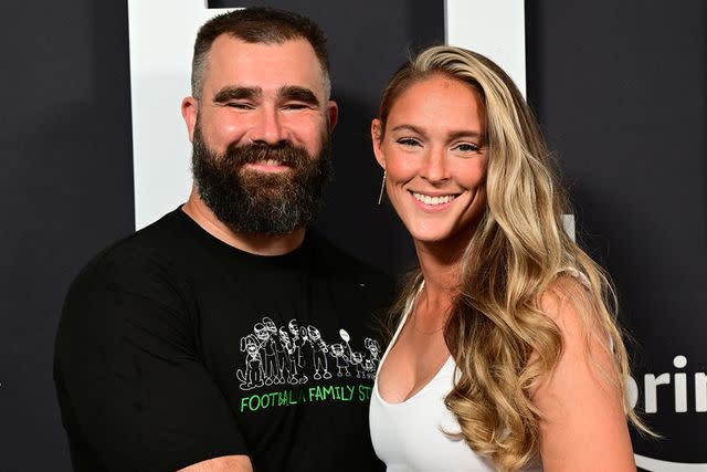 <p>Lisa Lake/Getty</p> Jason Kelce and Kylie Kelce attend Thursday Night Football Presents The World Premiere of "Kelce"