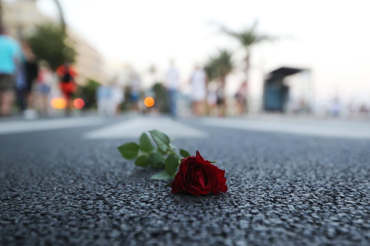 Image d'illustration - Une rose sur la promenade des Anglais, après la commémoration pour les victimes le 14 juillet 2017 - Valery HACHE / AFP