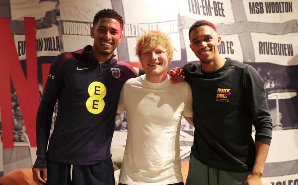 Ed Sheeran (C) Jude Bellingham (L) Trent Alexander-Arnold (R) – Beers, bromance and ignoring the armchair experts: The inside story of England's Euros campaign